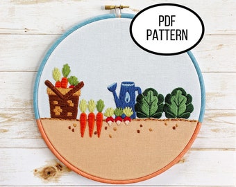 Hand Embroidery PDF Pattern. How Does Your Garden Grow Digital Download. Simple and Easy Beginner Garden Embroidery for Home Decor