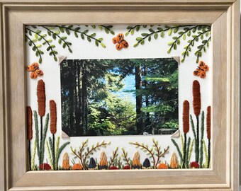 Hand Embroidery PDF Pattern. Forest Floor Frame Mat Digital Download. Simple and Easy Beginner Embroidery. Create Custom Mat for Frame