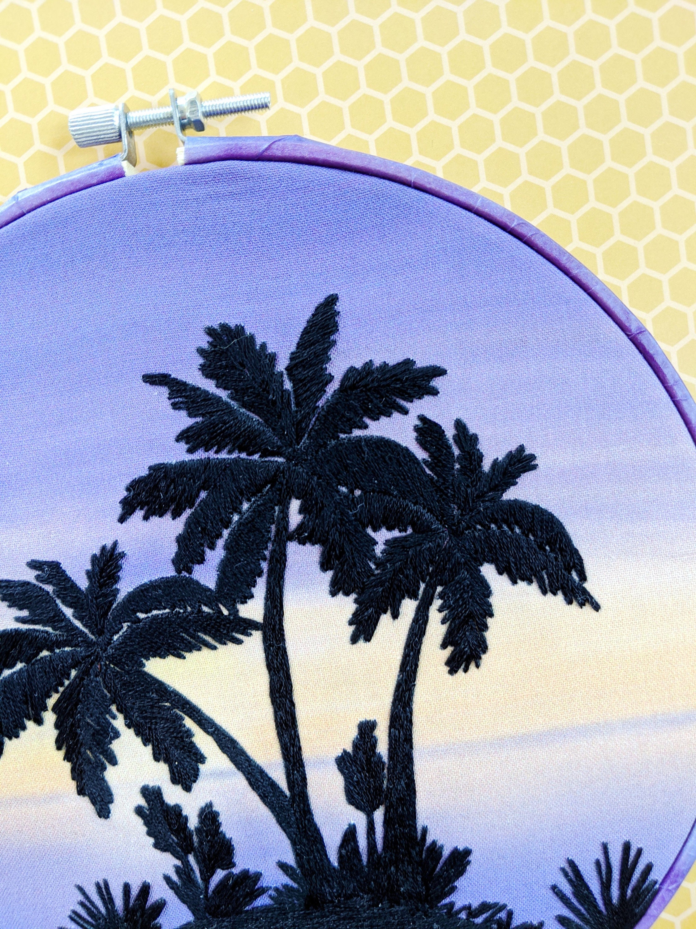 Hand Embroidery PDF Pattern. Palm Tree Silhouette Design Digital ...