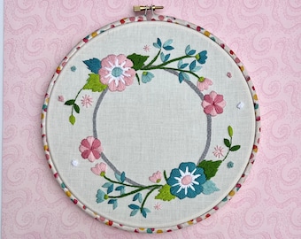 Hand Embroidery PDF Pattern. Spring Blooms Design Digital Download. Simple Easy Beginner Colorful Floral Embroidery for DIY Home Decor.