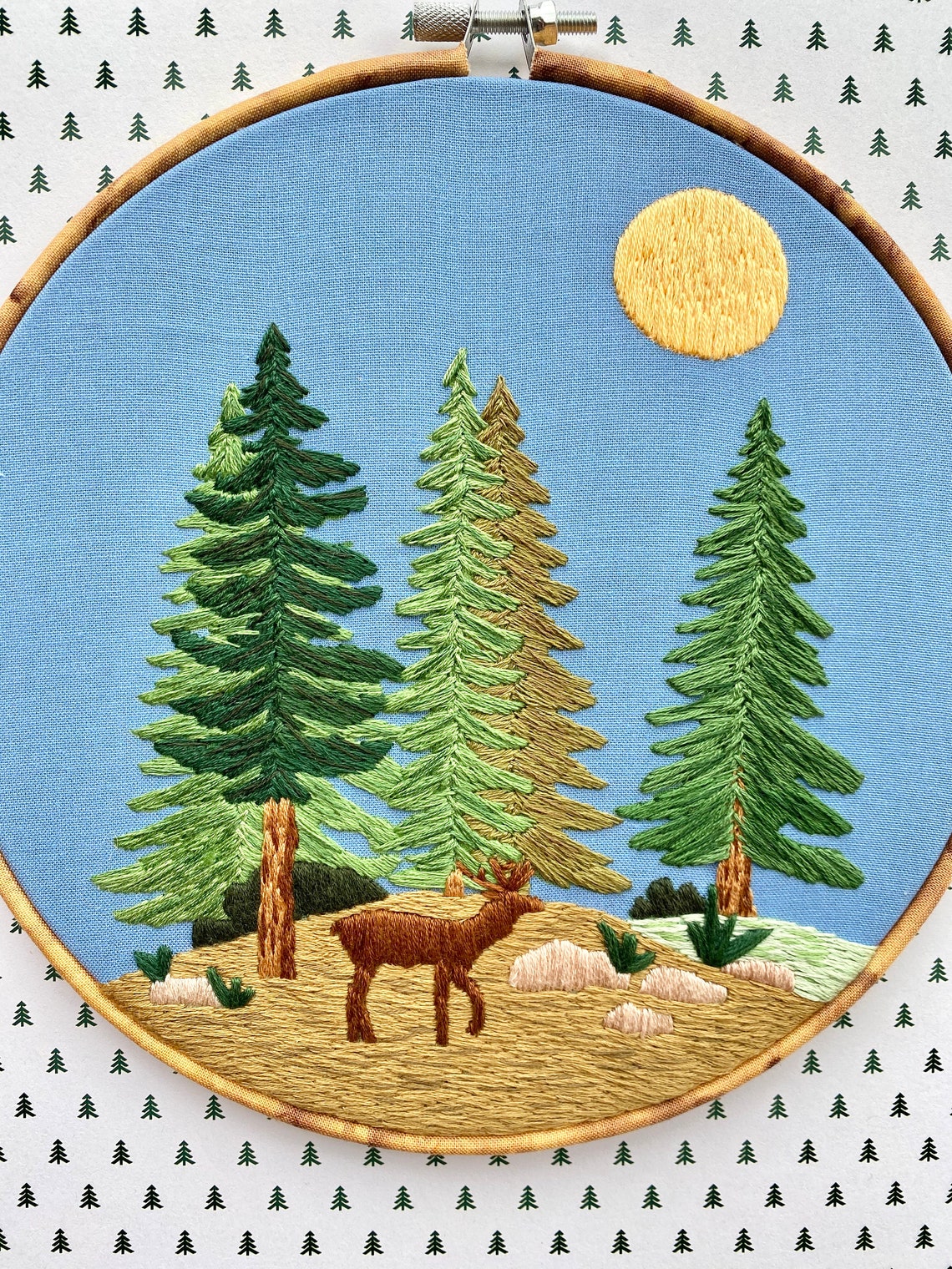 Hand Embroidery PDF Pattern. Pine Tree Forest Digital Download ...