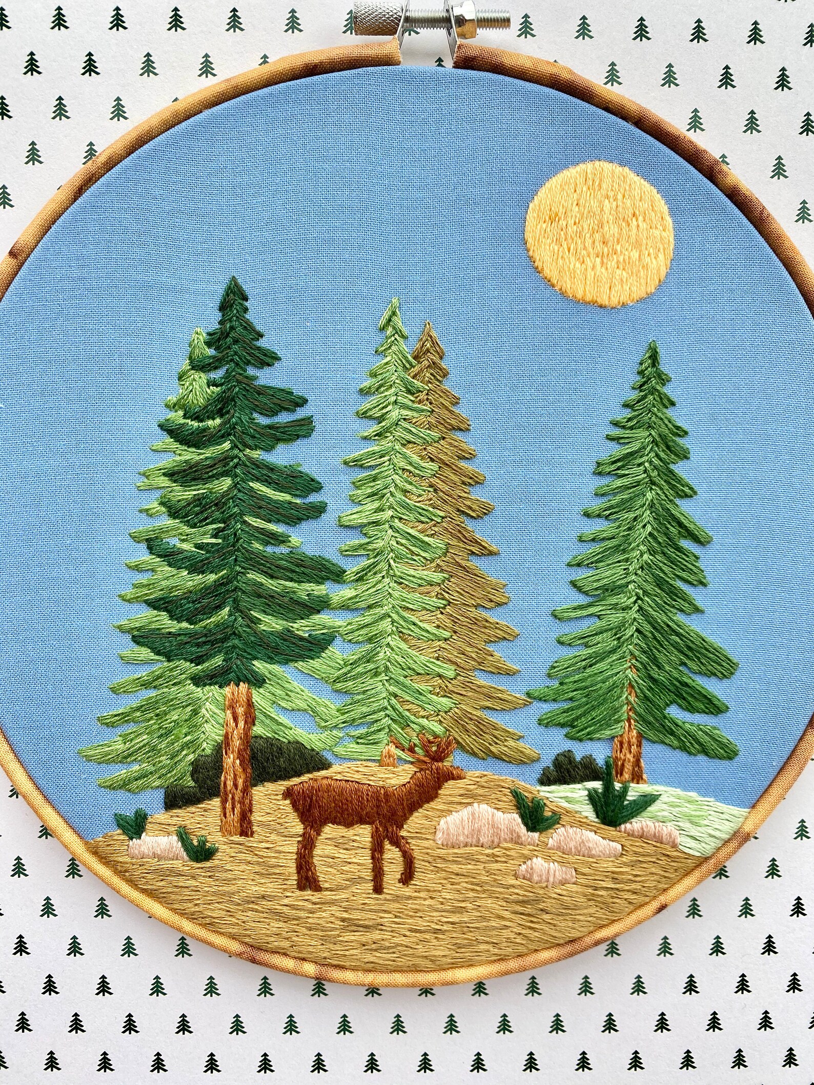 Hand Embroidery PDF Pattern. Pine Tree Forest Digital Download ...