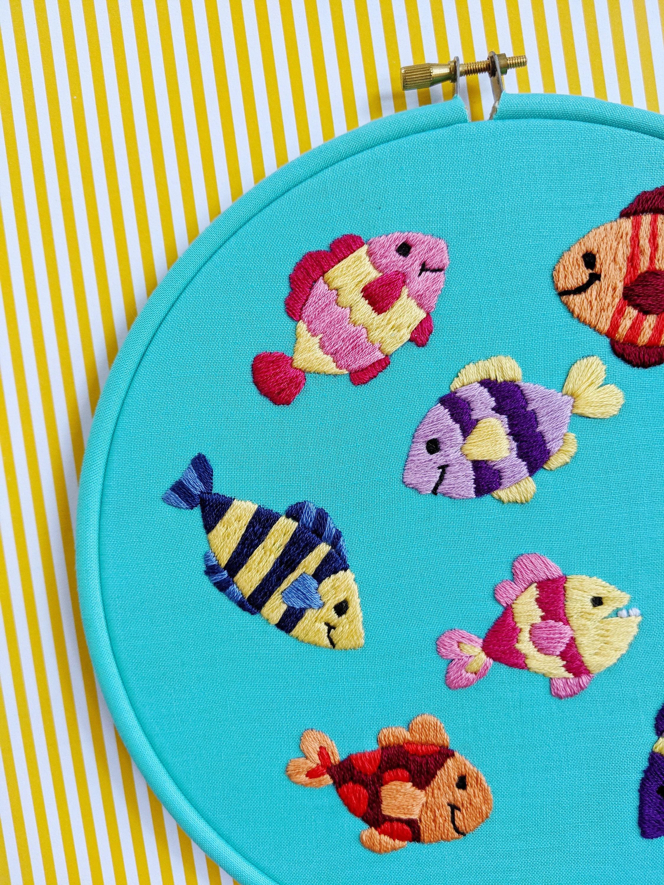 Hand Embroidery PDF Pattern. Fish Friends Design Digital Download ...