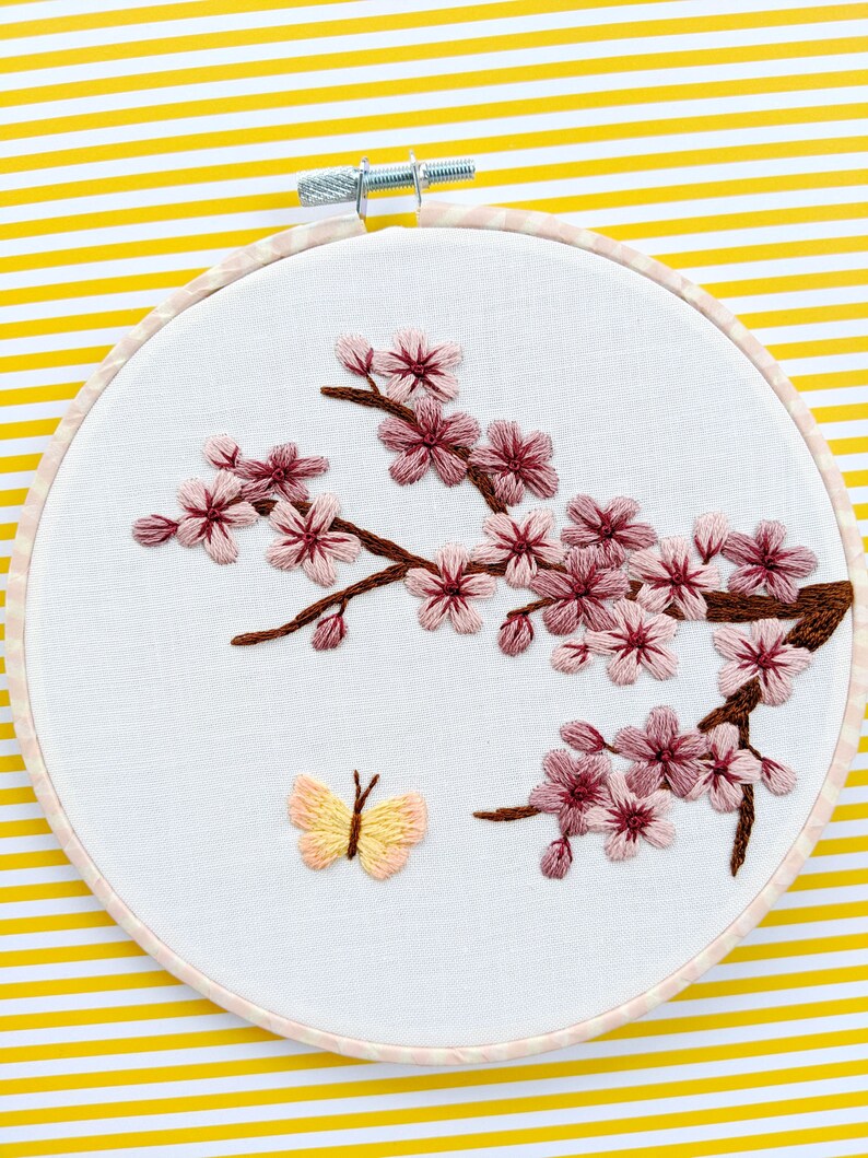 Hand Embroidery PDF Pattern. Cherry Blossom Time Design Digital ...