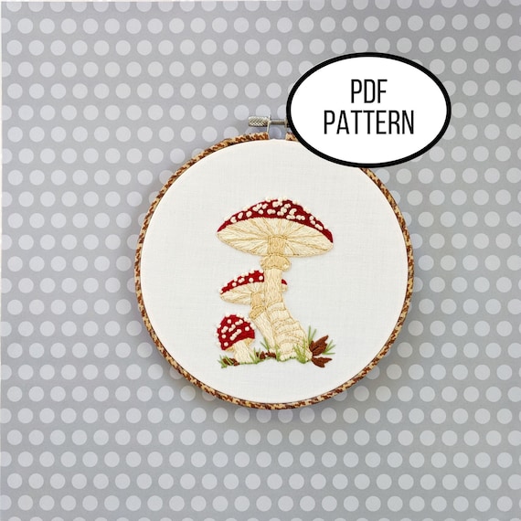 Hand Embroidered Mushroom Patches Hand Embroidered Mushroom Patches