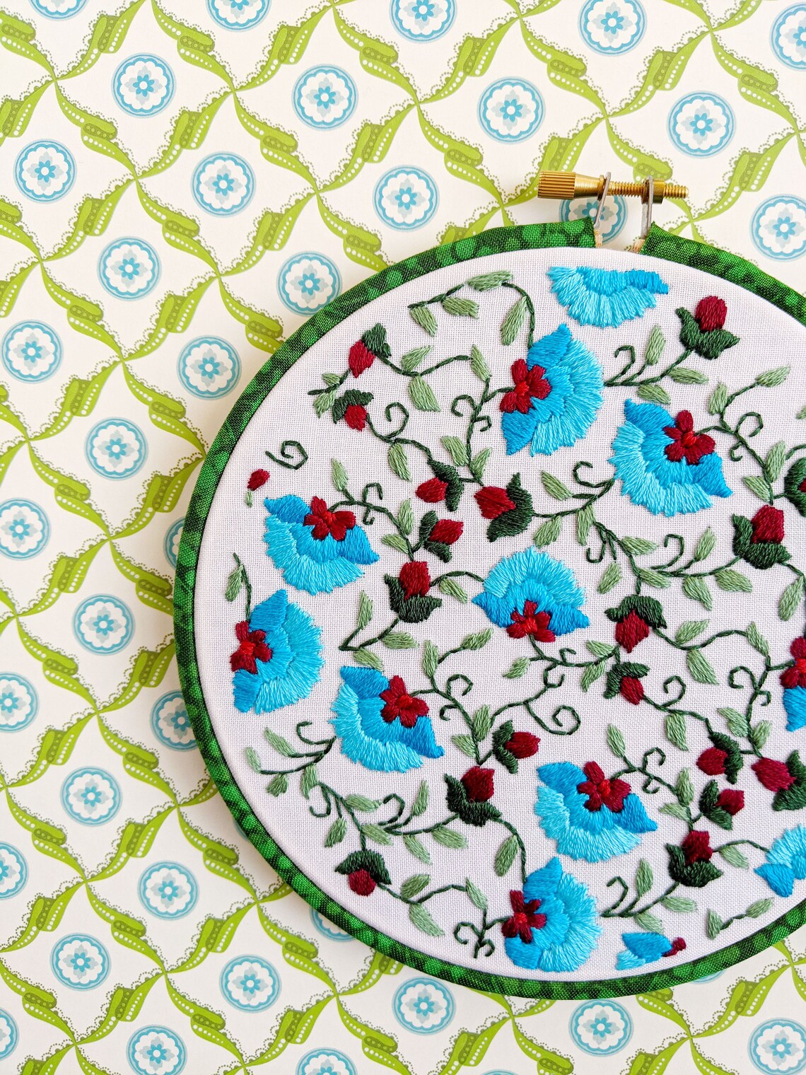 Hand Embroidery PDF Pattern, Fan of Florals Design Digital Download ...