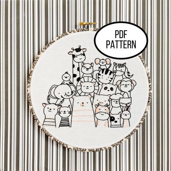 Hand Embroidery PDF Pattern. Pack of Pals. Design Digital | Etsy