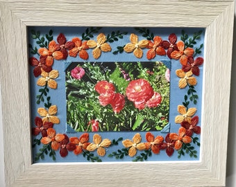 Hand Embroidery PDF Pattern. Floral Frame Mat Digital Download. Simple and Easy Beginner Floral Embroidery. Create Custom Mat for Frame