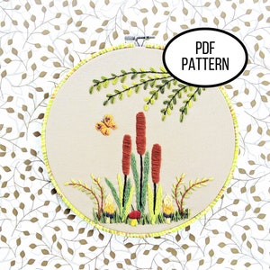 Hand Embroidery PDF Pattern. Forest Floor Digital Download. Simple and Easy Beginner Floral Woodland Nature Embroidery for Home Decor