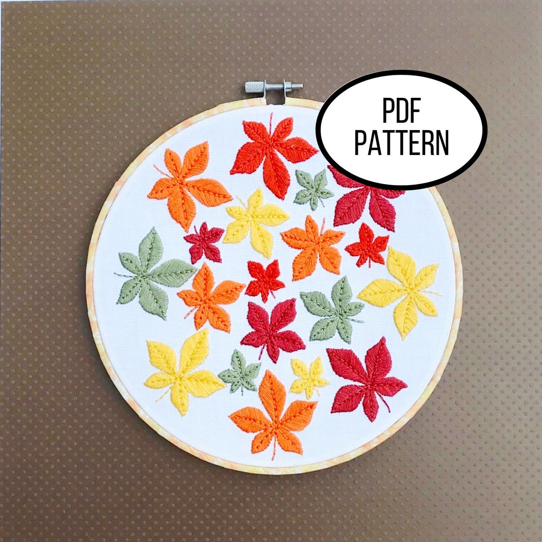 Hand Embroidery PDF Pattern. Falling Leaves Digital Download. Simple ...
