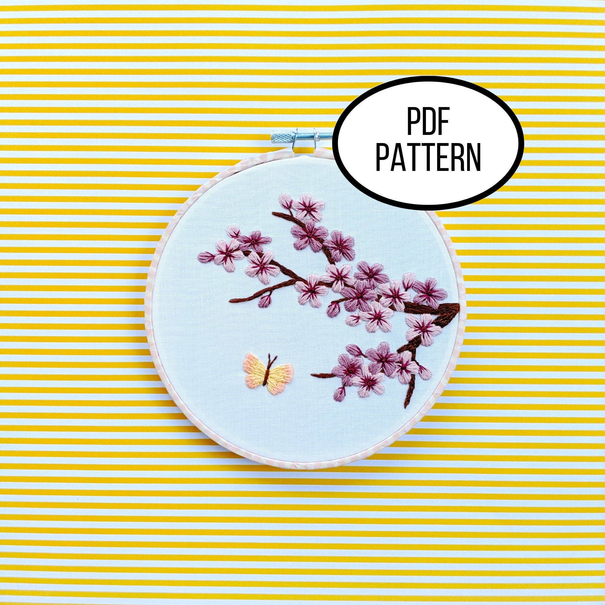Hand Embroidery PDF Pattern. Cherry Blossom Time Design Digital ...