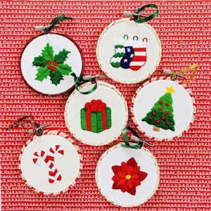 Hand Embroidery PDF Pattern, Christmas Ornaments Pattern Design Digital Download, 9 Ornament Patterns for Holiday Decor