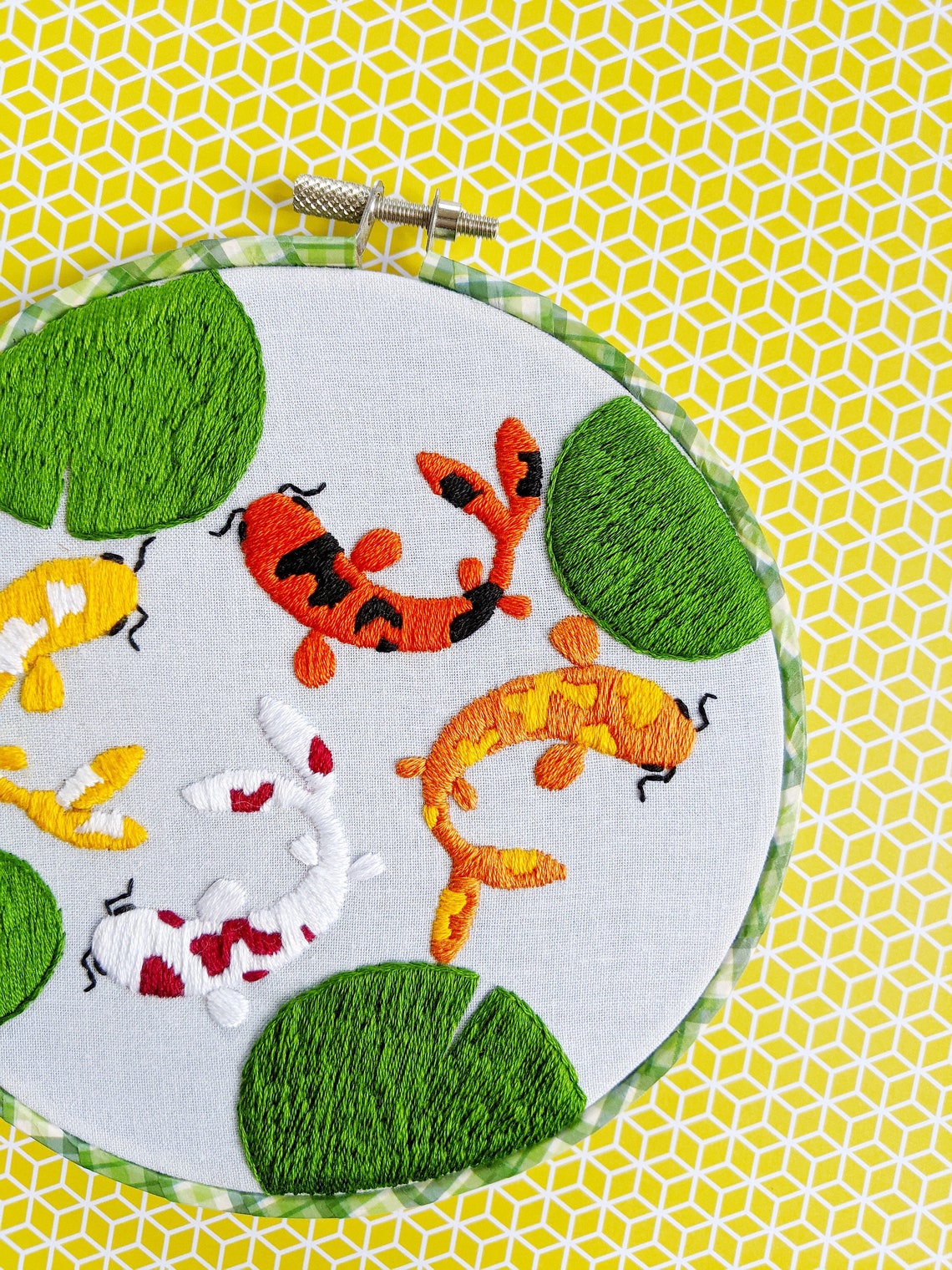 Hand Embroidery PDF Pattern Koi Pond Design Digital Download | Etsy