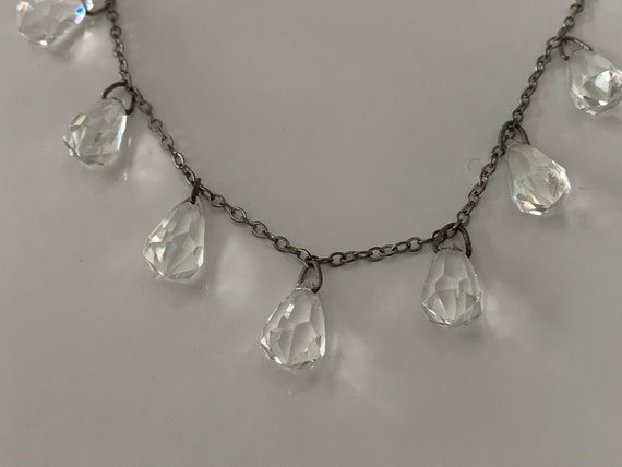 Stunning antique sterling and clear faceted glass… - image 5