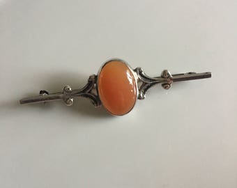 Vintage bar brooch - carnelian pin