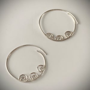 Vintage sterling hoop earrings - sterling boho jewelry