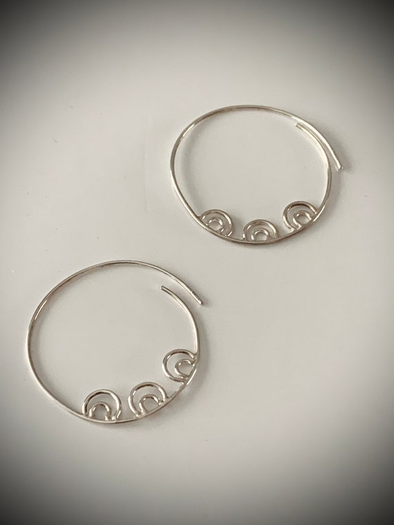 Vintage sterling hoop earrings - sterling boho jew