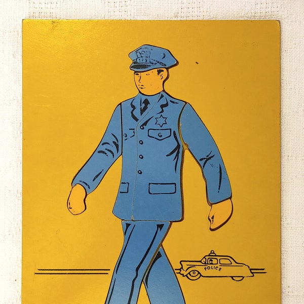 Policeman, Puzzles by Judy. 1950's. 10 pieces. Inlay puzzle for toddlers. Free domestic shipping.