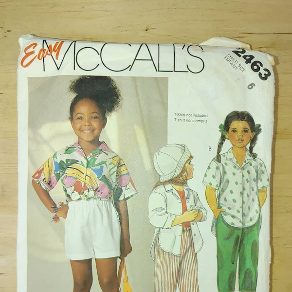 Vintage Mccalls 2463. Size 5. Girls pant, shorts, top. Complete. All pieces present.