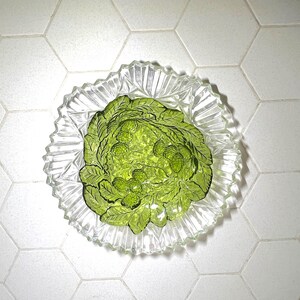 Vintage Glass Bowls, Federal Clear Glass Bowl Dish, Indiana Green Glass Loganberry Berry or Candy Bowl Dish, FREE USA Shipping, Set of 2