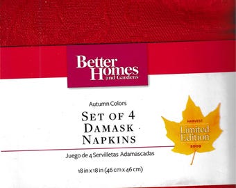 Attractive Blood Red Damask Dinner Napkins - Set of four - Never Opened - FREE  Domestic Shipping.