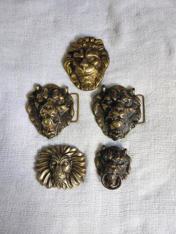 Vintage Lion brass Belt Buckles. Solid Brass.  Ma… - image 1