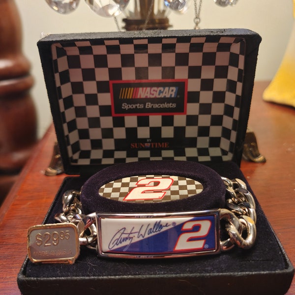 Rusty Wallace #2 silver id bracelet with box. Nascar. Free domestic shipping.