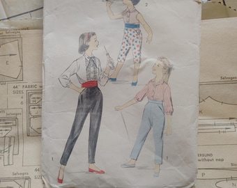 Vintage Blouse, Blouse, Kummerbundhose, vorgeschnitten und komplett, 60er Jahre