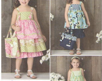 Einfachheits 2171, Größe A 3 bis 8, Kinder Kleid, Top, Hose, Tasche & Haar Accessoire UNCUT FF, 2011