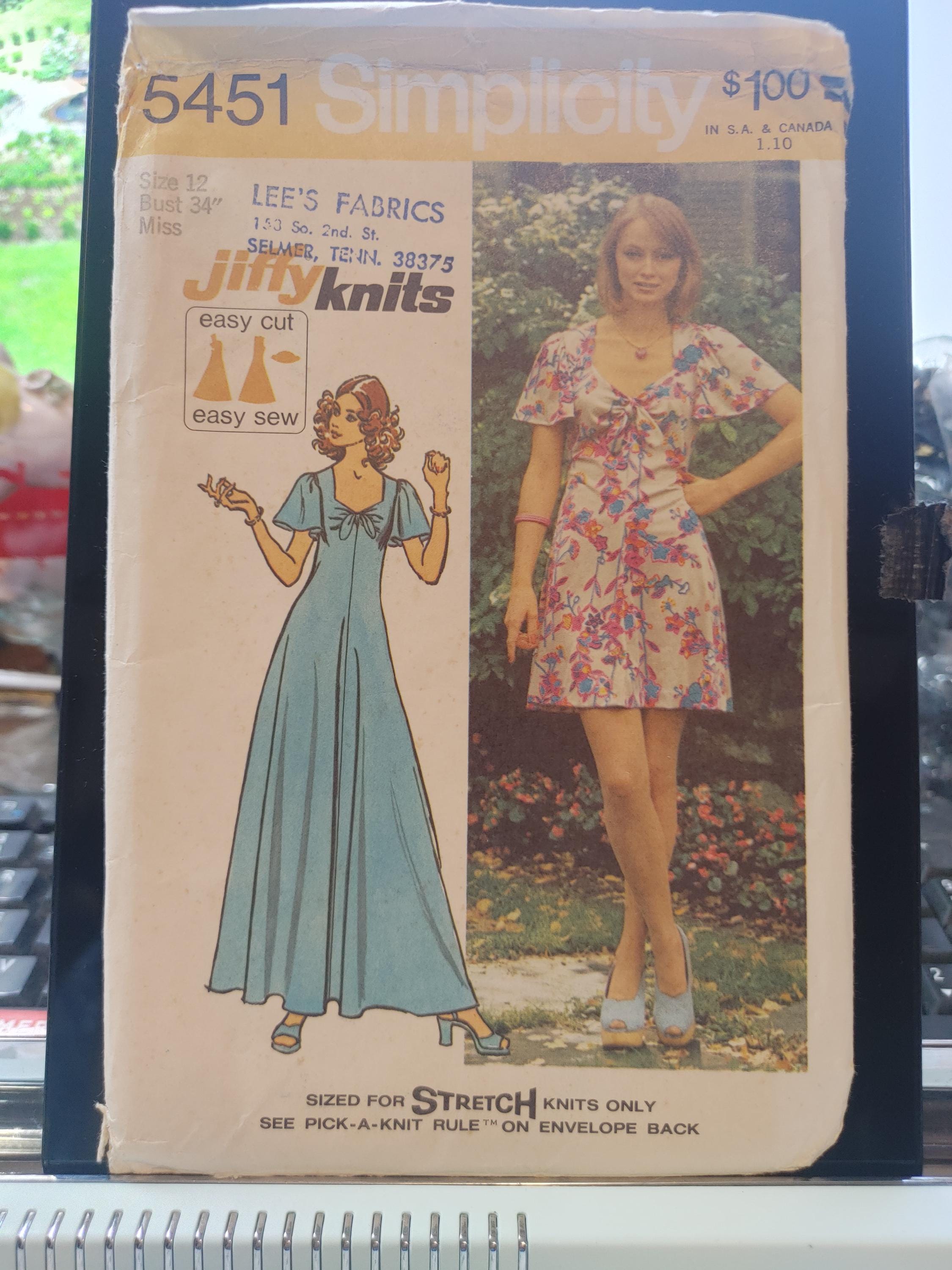 Vintage Simplicity 5451. Sz 12, Bust 34. Midi or Mini Dress