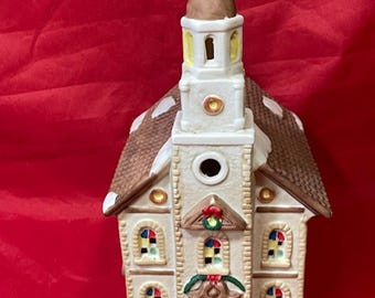 Santa's World - Kurt S. Adler Inc -  Hand Crafted porcelain church with steeple