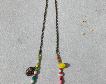 Eclectic Glass Bead and Bronze Necklace