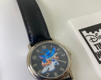 Vintage Watch Stitch as Elvis Disney Time Works Wristwatch with Leather Band Used NEAR MINT with Instructions