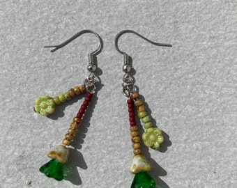 Thinking About Spring Earring Pair Czech Glass Bead Hypoallergenic Earrings