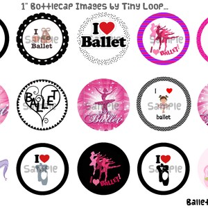 15 Ballet Dancing Bottlecap Images 1&quot; Circle 4x6 Descarga instantánea