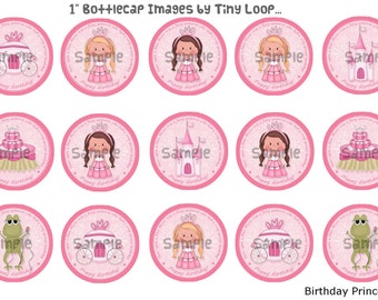 15 Birthday Princess 1" Bottlecap Images 4x6 Instant Download