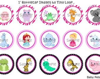 15 Baby Pets Bottlecap Images 1" Circle 4x6 Instant Download