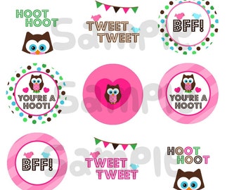 30 Hoot BFF  Bottlecap Images 1" Circle 4x6 Instant Download