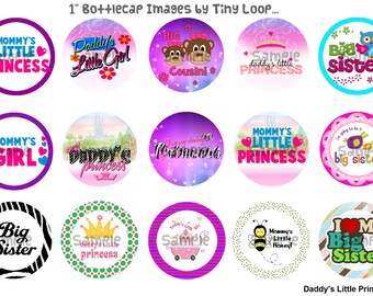 15 Little Princess Bottlecap Images 1" Circle 4x6 Instant Download