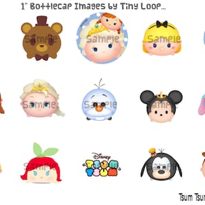 15 imágenes de chapas de Tsum Tsum 1&quot; círculo 4 x 6 descarga inmediata