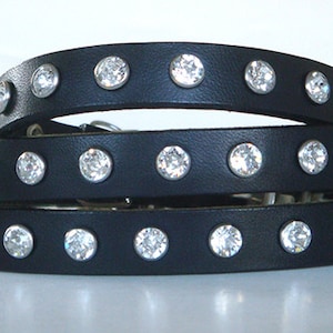 Gorgeous Leather Collar with Swarovski Crystals
