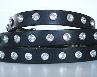 Gorgeous Leather Collar with Swarovski Crystals