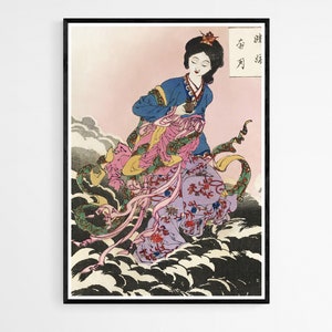 Chang E Flees to the Moon (1885) by Tsukioka Yoshitoshi - Japanese traditional Art - Japan Print Meiji Era