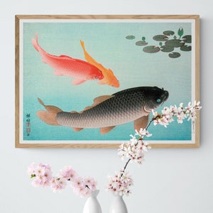 Gewone en gouden karper (1935) van Ohara Koson - Japanse traditionele kunstschilderij - Koivissen