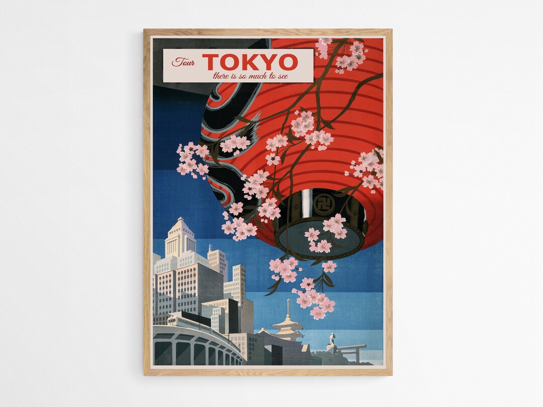 Vintage Japan Travel Poster Art Print Visit Tokyo Japanese Showa Retro ...