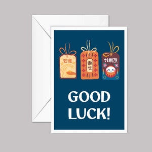 Good Luck Amulette A6 Grußkarte - japanisches Design
