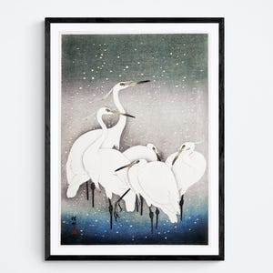 Group of Egrets by Ohara Koson (1925 - 1936) - Japanese Traditional Art Print - A3 A4 A5 sizes