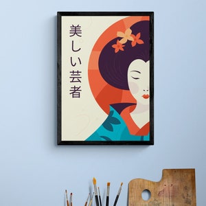 Ilustración Geisha - Impresión de arte japonés moderno - Tamaños A3 A4 A5
