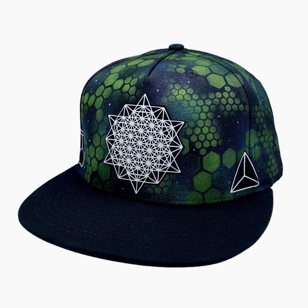 Building Blocks- SNAPBACK - Glow in the dark- hand printed and airbrushed hat