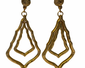 Gold Tone, Dangle, long, elegant, double, earrings